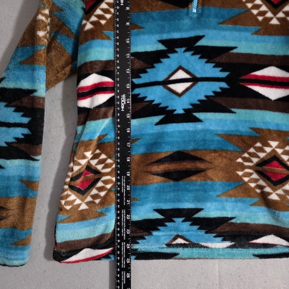 Trail Crest Womens 1/4 Zip Aztec Fleece Pullover Southwestern Size Medium - Picture 5 of 12